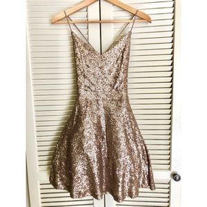 Sequence skater backless dress